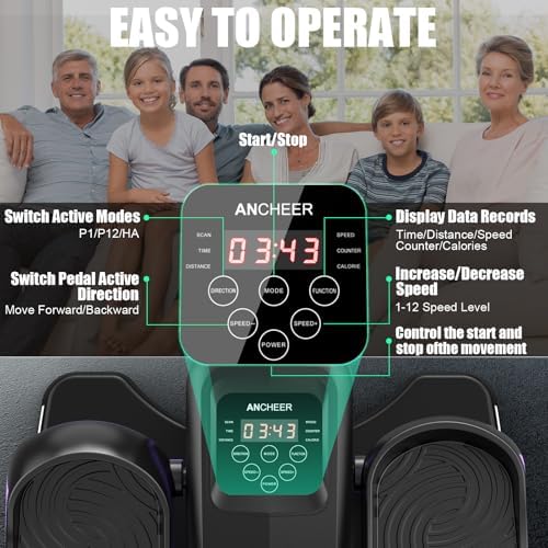 ANCHEER Electric Elliptical Leg Exerciser for Seniors Adults at Desk | Quiet Portable Seated Foot Pedal Exerciser with