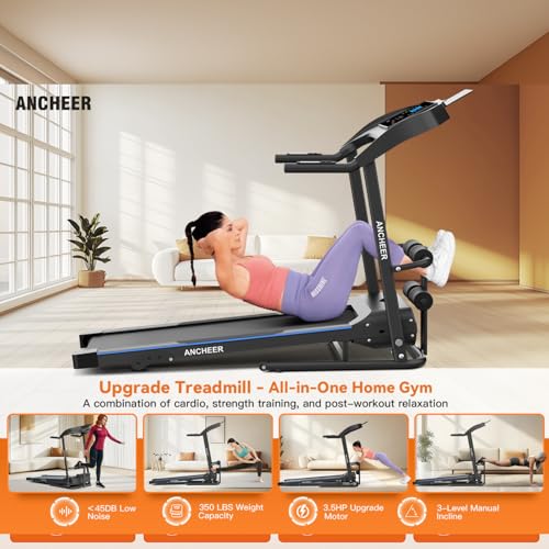 ANCHEER 2025 Upgrade Foldable Treadmill |5HP for Home Use
| ANCHEER Portable Treadmill with Sit Up Bench and Incline fo - Image 3