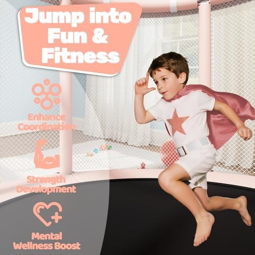 55" Trampoline for Kids, 440lbs Capacity Indoor & Outdoor Toddler Trampoline, Gifts for Boys & Girls Global Recycled Sta