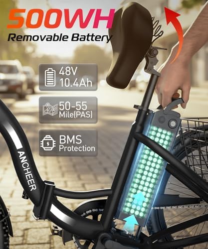 Anchee Electric Tricycle for Seniors, 24" 499Wh Ebike, 15.5MPH, Foldable, Removable Battery, 3 Wheel, LCD Display, Rear