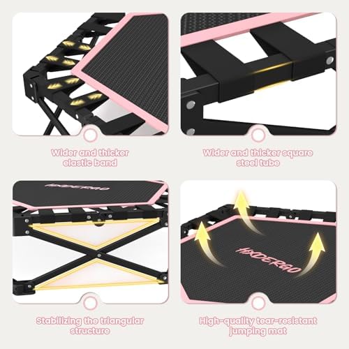 HXD-ERGO Indoor and Outdoor Foldable Mini Trampoline for Fitness and Home Gym | HXD-ERGO Rebounder Trampoline with Adju