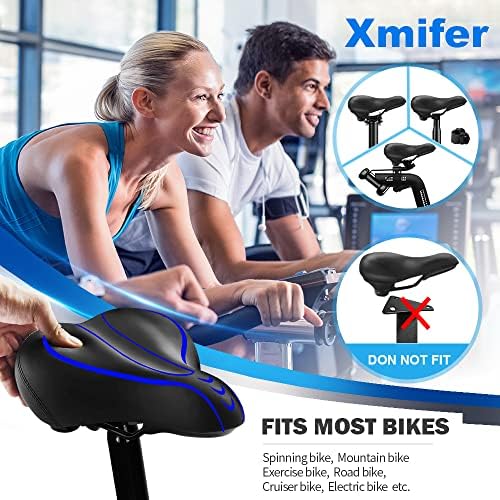 Xmifer Comfortable Bike Seat - Waterproof Leather with Memory Foam - Universal Replacement Bicycle Saddle - Men/Women -