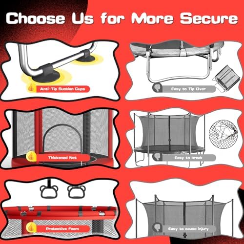 55" Global Recycled Standard Trampoline for Boys & Girls: Outdoor & Indoor with Enclosure & Adjustable Gymnastics Bar