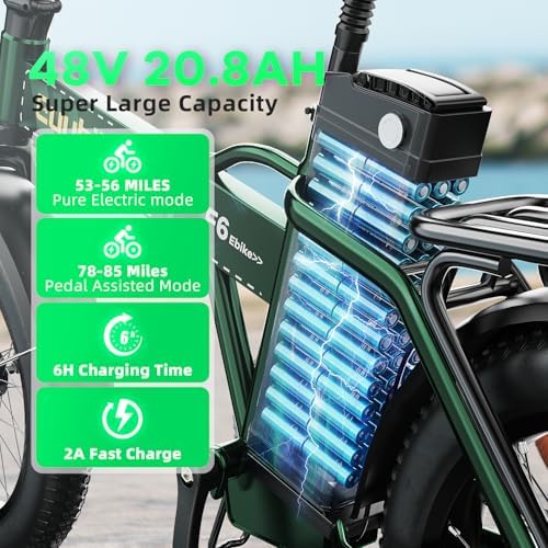 48V 20AH Removable Battery Electric Bike for Adults
| 30+MPH Max Speed Electric Bike
| 80 Miles Max Range Electric Bike - Image 50