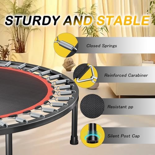 Portable Fitness Foldable Trampoline for Kid/Adults in-Home Mini Rebounder 40" Max Load 330lbs Recycled Claim Standard 1