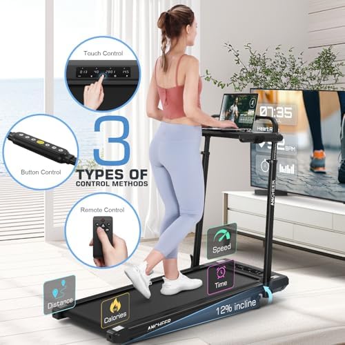 ANCHEER Under Desk Treadmill with 12% Incline for Home Workout | ANCHEER Adjustable Height Walking Pad Treadmill with D