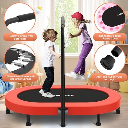 ANCHEER 56" Double Mini Trampoline for Kids, Max Load 220lbs, Fun for Indoor/Outdoor