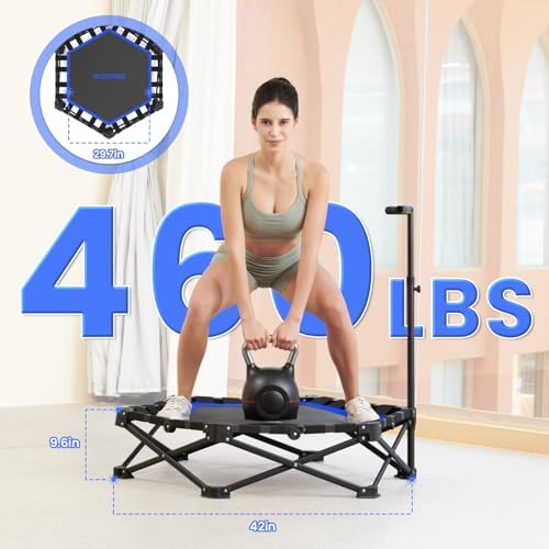 HXD-ERGO Indoor and Outdoor Foldable Mini Trampoline for Fitness and Home Gym | HXD-ERGO Rebounder Trampoline with Adju