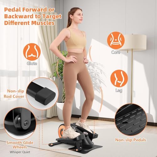 ANCHEER Under Desk Elliptical Bike, Fully Assembled Leg Exerciser 2 in 1 Seated Standing Elliptical, Quiet Mini Elliptic