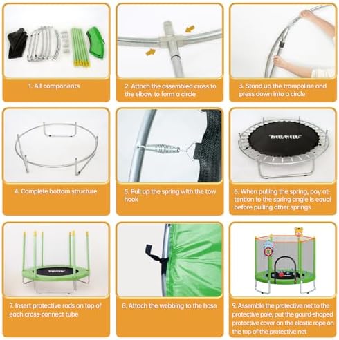 MILUMILU 60" Indoor Outdoor Trampoline for Kids - Birthday Gifts for Children Boy Girl with Safety Net and Hoop - Image 20