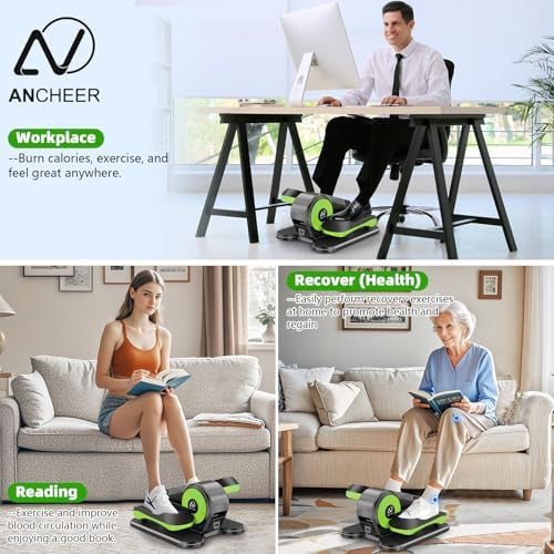 ANCHEER Elliptical Machine for Seniors, 12 Adjustable Speeds Pedal Exerciser, Quiet & Portable Electric Leg Exerciser wi