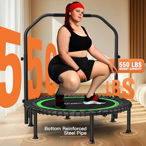 ANCHEER 40"/48" Foldable Rebounder Trampoline for Adults & Kids - Indoor & Outdoor Mini Trampoline with Resistance Band - Image 5