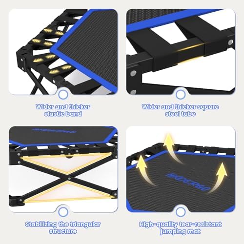 HXD-ERGO Indoor and Outdoor Foldable Mini Trampoline for Fitness and Home Gym | HXD-ERGO Rebounder Trampoline with Adju