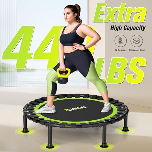 Foldable Mini Trampoline, 40"/48" Rebounder Trampoline for Adults & Kids, 440lbs Capacity Indoor Fitness Workout Equipme
