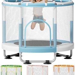 55" Trampoline for Kids, 440lbs Capacity Indoor & Outdoor Toddler Trampoline, Gifts for Boys & Girls Global Recycled Sta