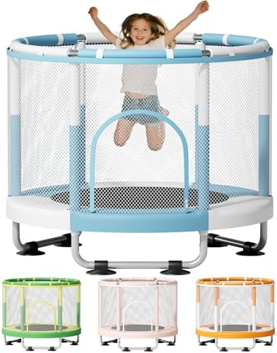 55" Trampoline for Kids, 440lbs Capacity Indoor & Outdoor Toddler Trampoline, Gifts for Boys & Girls Global Recycled Sta