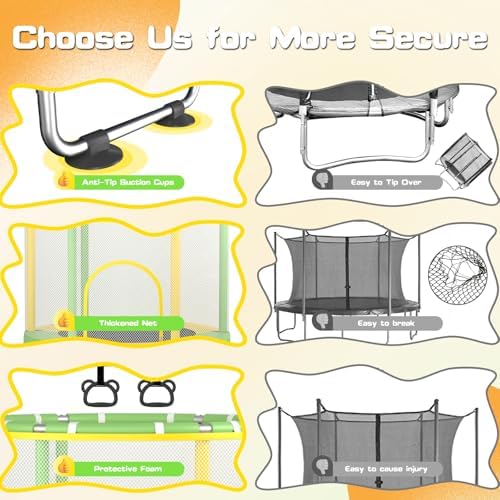 55" Global Recycled Standard Trampoline for Boys & Girls: Outdoor & Indoor with Enclosure & Adjustable Gymnastics Bar