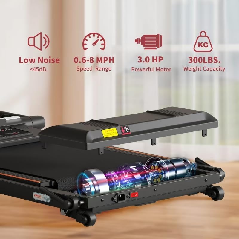 Treadmill with Incline for Home Office | 3 in 1 Under Desk Workstation | |5HP Foldable Compact Treadmills with Remote Co
