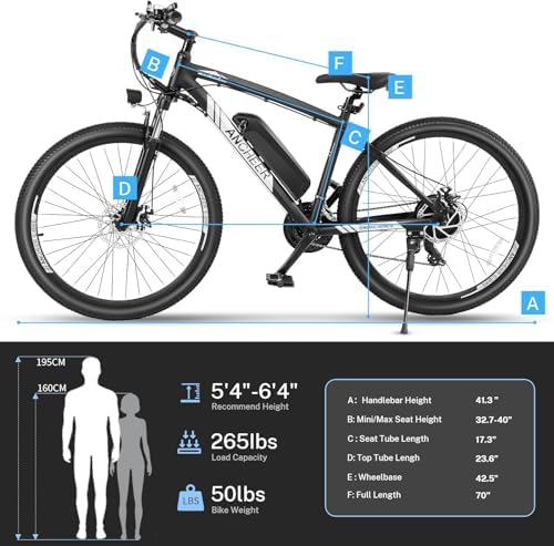 ANCHEER Adult Peak 750W Ebike 3 Hours Fast Charge 60 Miles Electric Bicycle 27.5 Hummer Mountain Bike LCD Display 21/24
