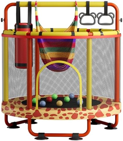 55" Global Recycled Standard Trampoline for Boys & Girls: Outdoor & Indoor with Enclosure & Adjustable Gymnastics Bar