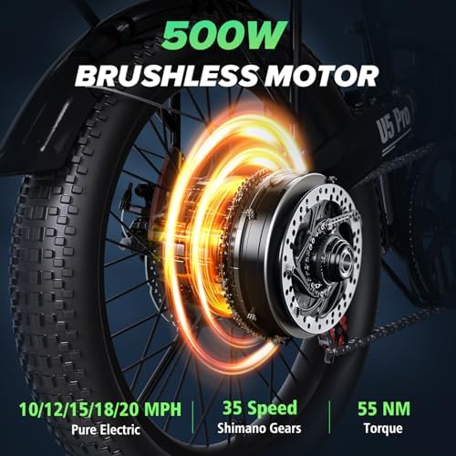 Isinwheel 500W Electric Bike for Adults 280.8Wh Battery Smart Uphill Folding Ebike 14"/16" Adults Teens