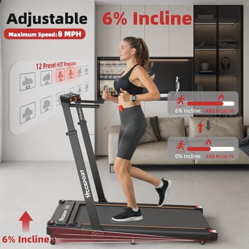 Treadmill with Incline for Home Office | 3 in 1 Under Desk Workstation | |5HP Foldable Compact Treadmills with Remote Co