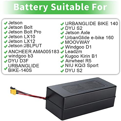 10ah 36V Ebike Battery, 216Wh Conversion Kit for Electric Bikes, 100W to 250W Motor Compatible (Black) | 10ah Ebike Bat