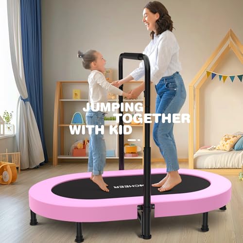 ANCHEER 56'' Safe Oval Fitness Trampoline for Kids & Toddlers - Indoor/Outdoor Rebounder with Adjustable Handle - Image 5
