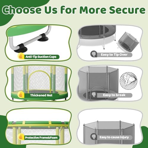 55" Trampoline for Kids, 440lbs Capacity Indoor & Outdoor Toddler Trampoline, Gifts for Boys & Girls Global Recycled Sta