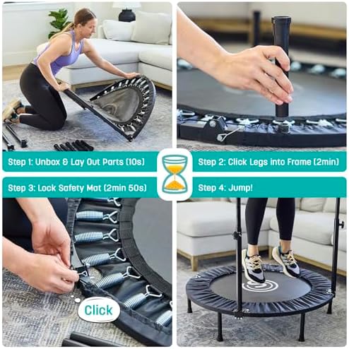 Skywalker Trampolines 40" Foldable Fitness Trampoline, Adult Fitness Rebounder, Indoor and Outdoor, 6 Level Adjustable F