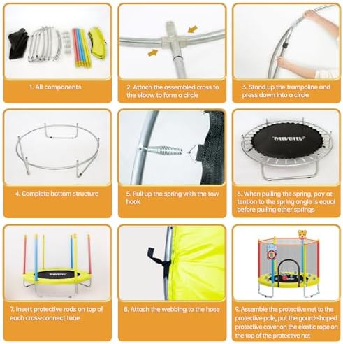 MILUMILU 60" Indoor Outdoor Trampoline for Kids - Birthday Gifts for Children Boy Girl with Safety Net and Hoop - Image 7