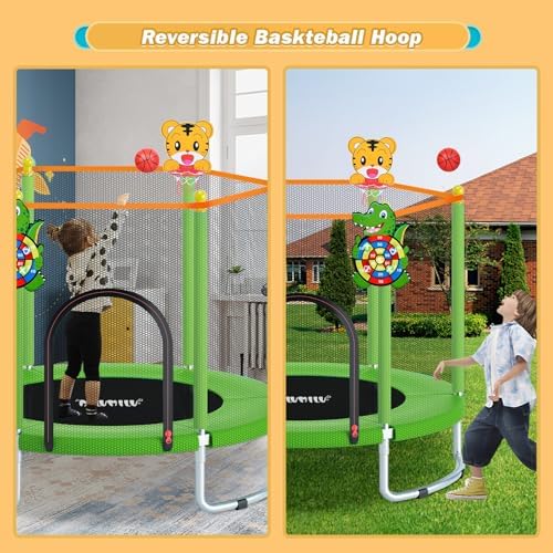 MILUMILU 60" Indoor Outdoor Trampoline for Kids - Birthday Gifts for Children Boy Girl with Safety Net and Hoop - Image 16