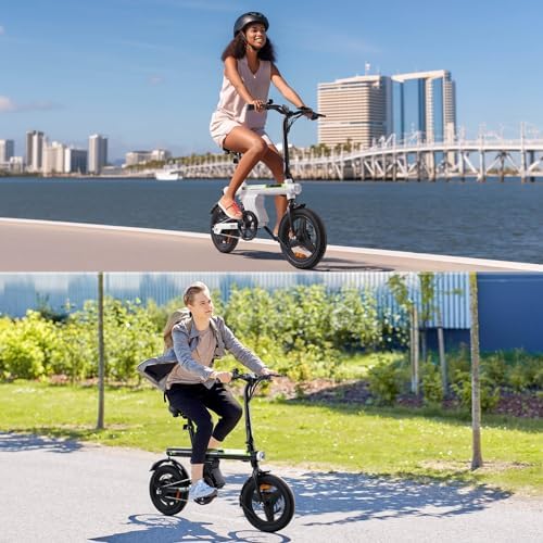 Isinwheel 500W Electric Bike for Adults 280.8Wh Battery Smart Uphill Folding Ebike 14"/16" Adults Teens