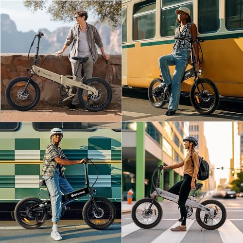 Isinwheel 500W Electric Bike for Adults 280.8Wh Battery Smart Uphill Folding Ebike 14"/16" Adults Teens