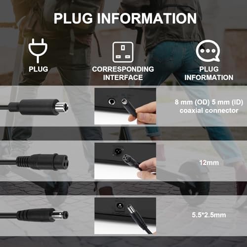 Hyleton UL Certified 5|6V 2A Fast Electric Bicycle Charger, Lithium Battery Scooter Charger, Three-in-one Plug, DC|5mm/|