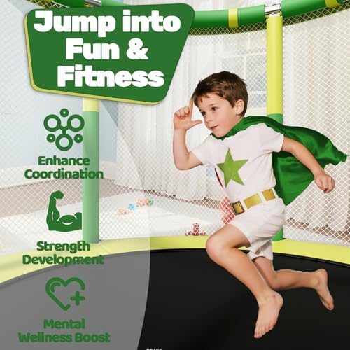 55" Trampoline for Kids, 440lbs Capacity Indoor & Outdoor Toddler Trampoline, Gifts for Boys & Girls Global Recycled Sta