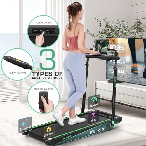 ANCHEER Under Desk Treadmill with 12% Incline for Home Workout | ANCHEER Adjustable Height Walking Pad Treadmill with D