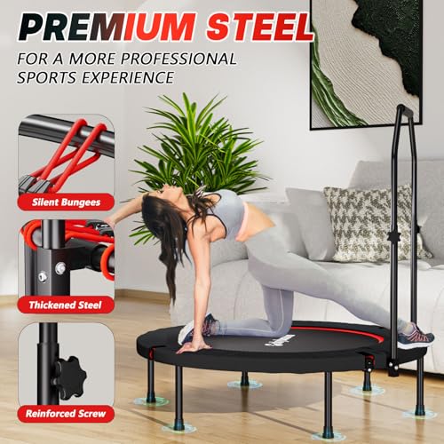 Mini Rebounder Trampoline for Adults - 40" Foldable & Adjustable U-Bar Handle Indoor/Outdoor Fitness Equipment
| Stable - Image 4