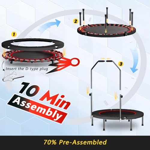 Portable Fitness Foldable Trampoline for Kid/Adults in-Home Mini Rebounder 40" Max Load 330lbs Recycled Claim Standard 1
