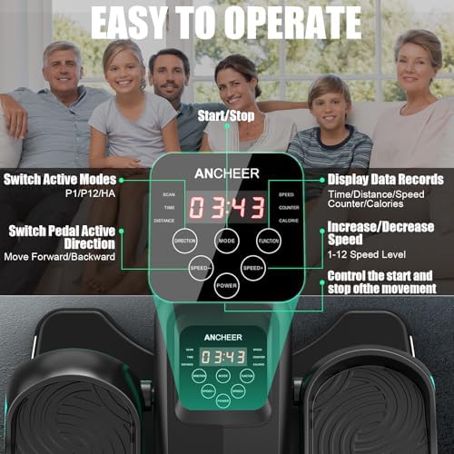 ANCHEER Electric Elliptical Leg Exerciser for Seniors Adults at Desk | Quiet Portable Seated Foot Pedal Exerciser with