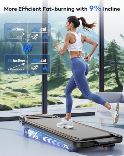 Rayspace Foldable Treadmill with 10% Incline Upgrade for Home/Office | Rayspace Low Noise Walking Pad Treadmill with Ha