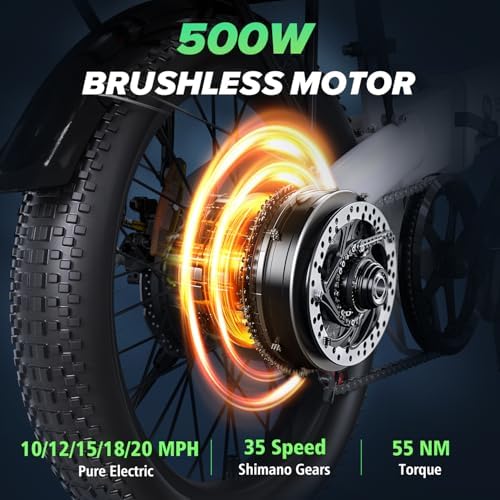 Isinwheel 500W Electric Bike for Adults 280.8Wh Battery Smart Uphill Folding Ebike 14"/16" Adults Teens