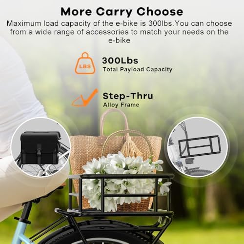 1000W/1500W Peak Electric Bike for Adults, Up to 80 Miles Range, UL Certified Ebike
| Removable Battery, 26/24'' UL Cer - Image 7