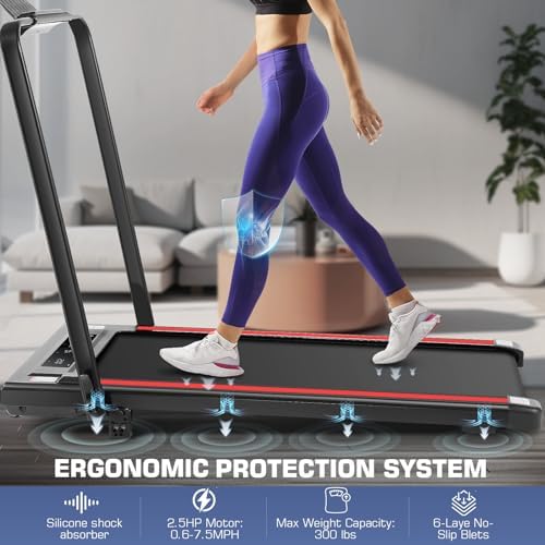 ANCHEER Quiet Portable Foldable Treadmill, |0HP, 12% Incline, 2S Folding, Under Desk Usage for Home Workout, LED Display