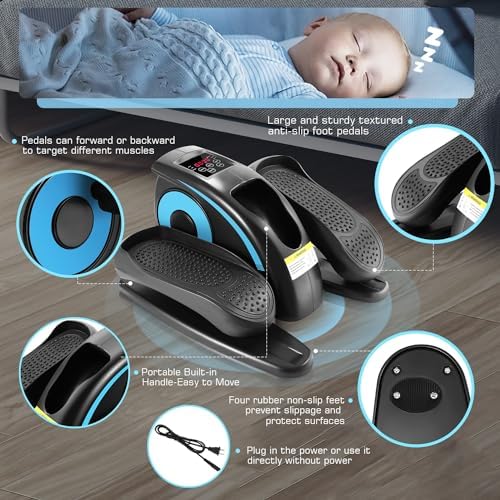 ANCHEER Electric Elliptical Leg Exerciser for Seniors Adults at Desk | Quiet Portable Seated Foot Pedal Exerciser with