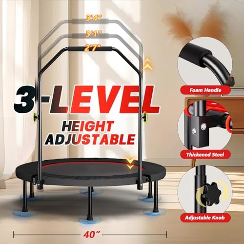 Portable Fitness Foldable Trampoline for Kid/Adults in-Home Mini Rebounder 40" Max Load 330lbs Recycled Claim Standard 1