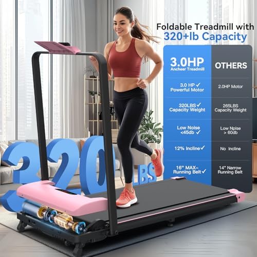 ANCHEER |0 HP Under Desk Folding Treadmill with Handles for Home Workout
| Portable 320 lbs Capacity Widened Belt Tread - Image 64