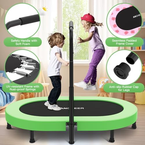 ANCHEER 56" Double Mini Trampoline for Kids, Max Load 220lbs, Fun for Indoor/Outdoor