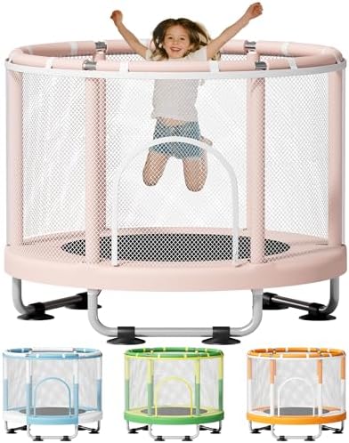 55" Trampoline for Kids, 440lbs Capacity Indoor & Outdoor Toddler Trampoline, Gifts for Boys & Girls Global Recycled Sta