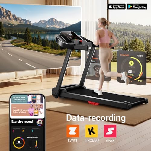 CURSOR FITNESS Home Folding Treadmill for Fitness Enthusiasts with Heart Rate Monitor, Quiet and Energy-Efficient, Grea